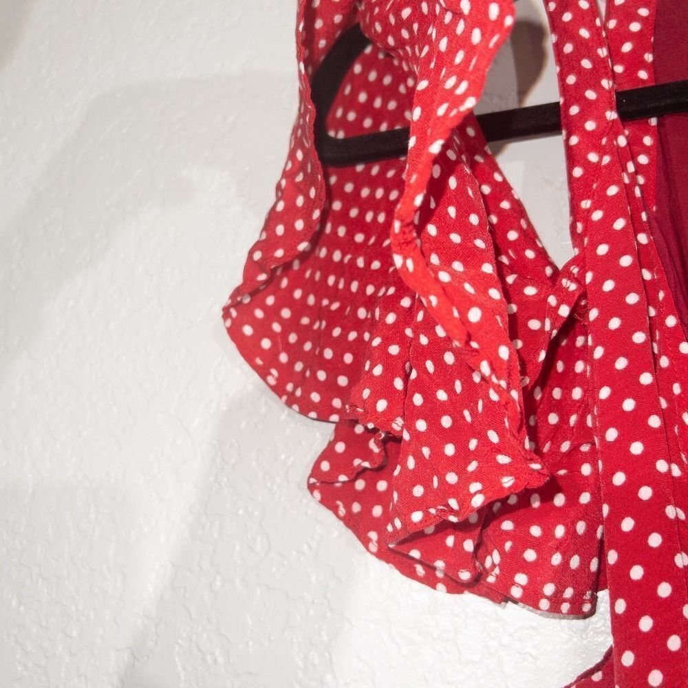Privacy Please Acme Cherry‎ Polka Dot Wrap Maxi Dress Size Medium - Picture 6 of 9